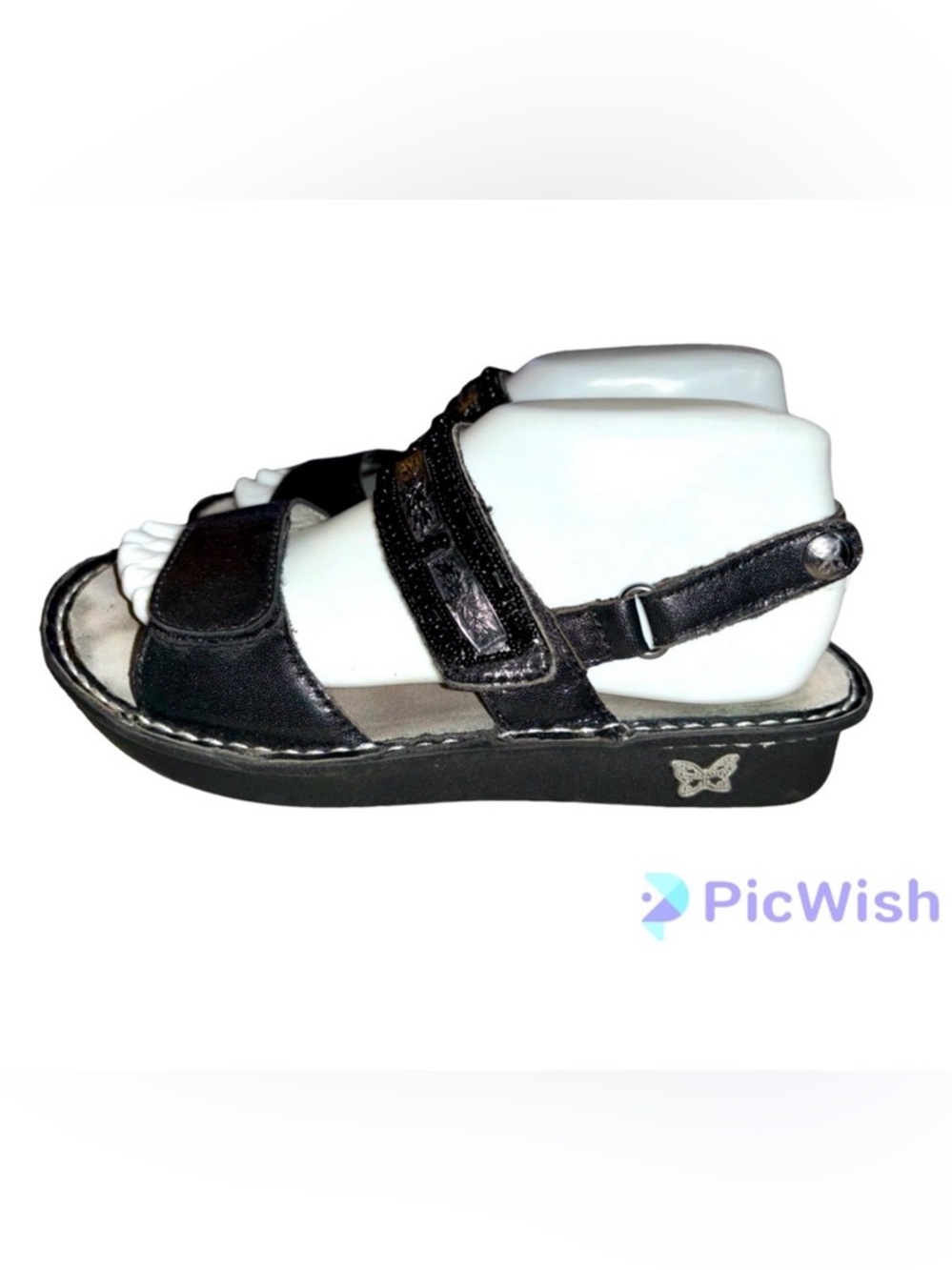 Alegria Black Verona Double Strap Wedge Sandals Sz 37 7-7.5